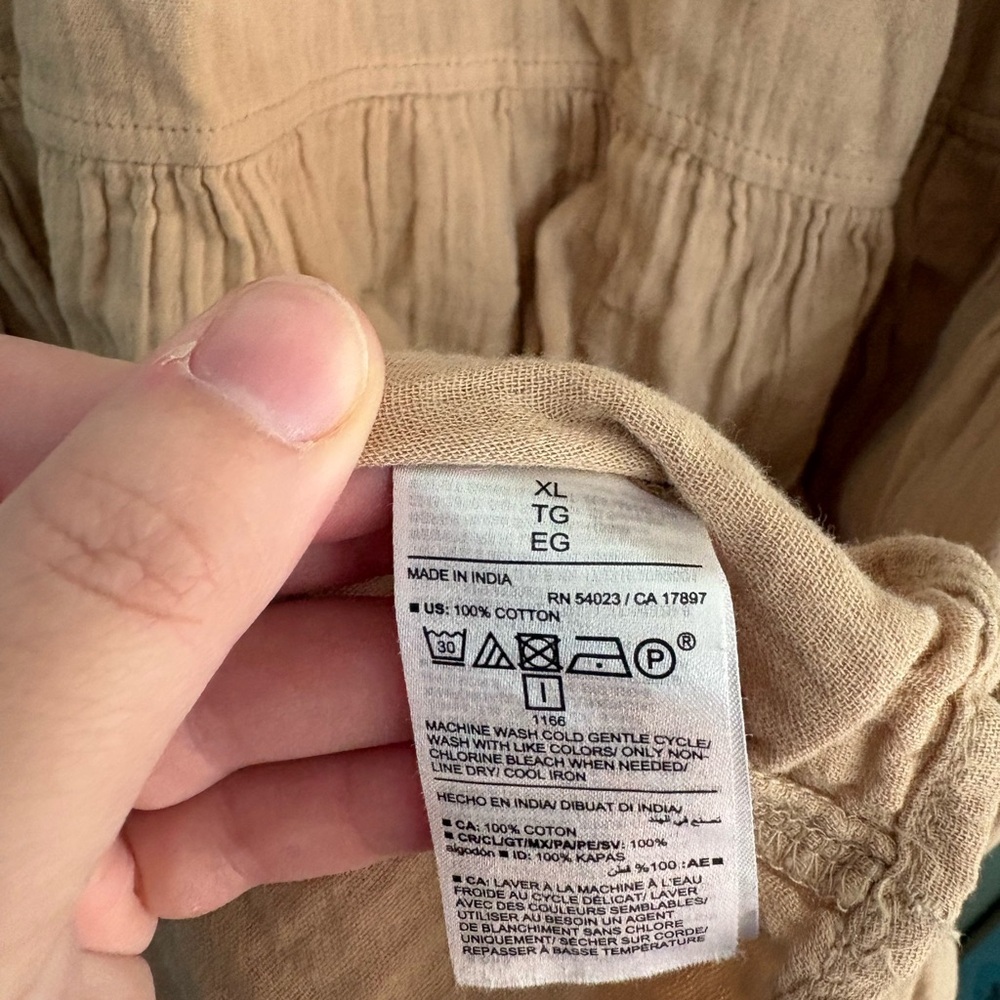 Old Navy Waist Defined Tiered Smocked Midi Dress Beige XL - Picture 5 of 6